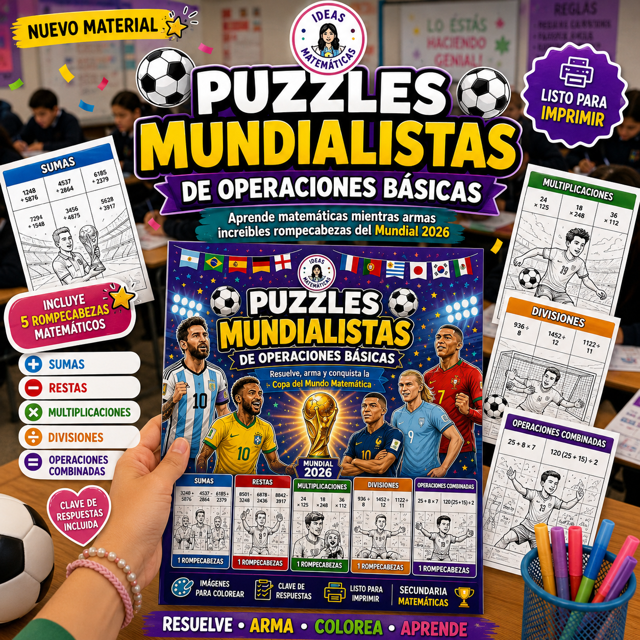 Puzzles Mundialistas de Operaciones Básicas ⚽