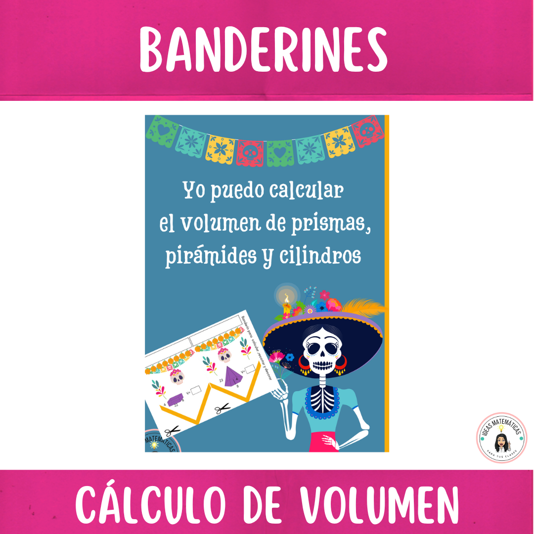 Banderines del Cálculo de Volumen, temática Día de Muertos