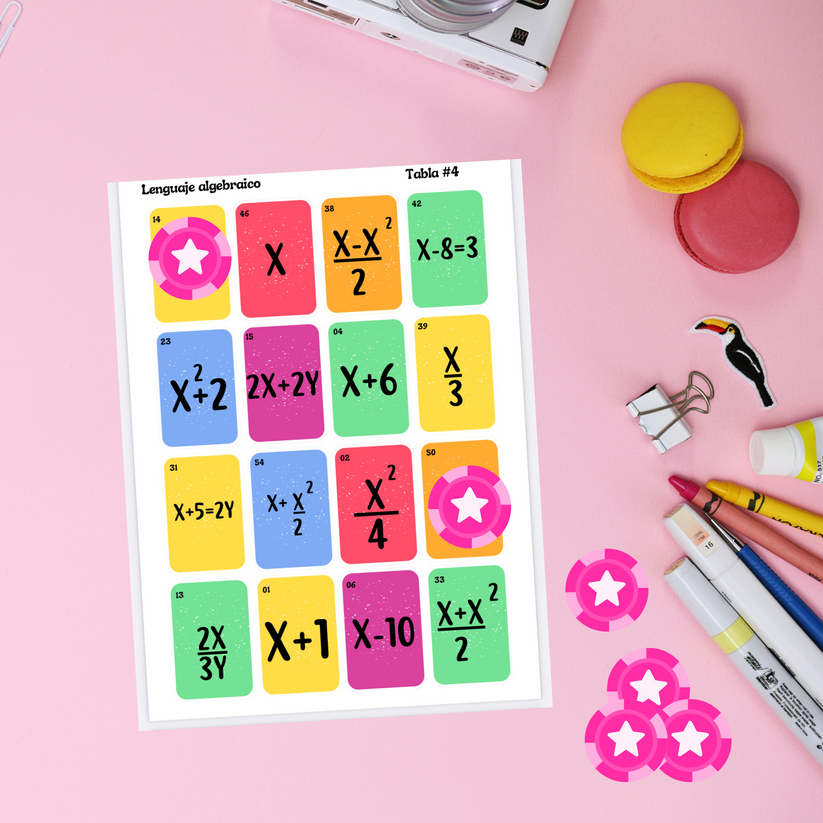 JUEGO DE LOTERÍA DE LENGUAJE ALGEBRAICO – IDEAS MATEMÁTICAS