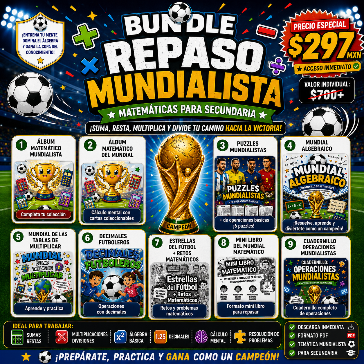 Bundle Repaso Mundialista – Matemáticas para Secundaria