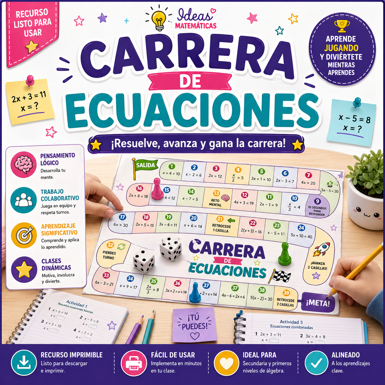 JUEGO DE TABLERO CARRERA DE ECUACIONES