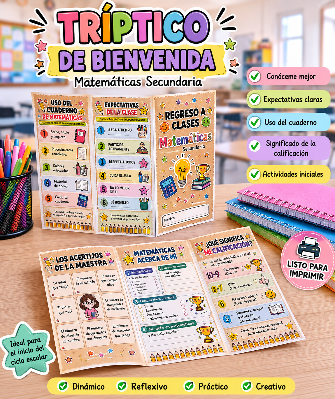 Tríptico de Bienvenida | Matemáticas Secundaria