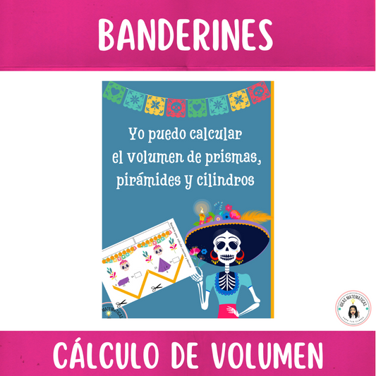 Banderines del Cálculo de Volumen, temática Día de Muertos