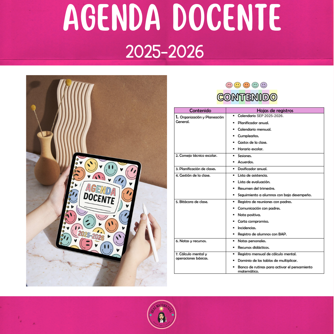 AGENDA DOCENTE 25-26 (6 GRUPOS)  Especial para docentes de matemáticas